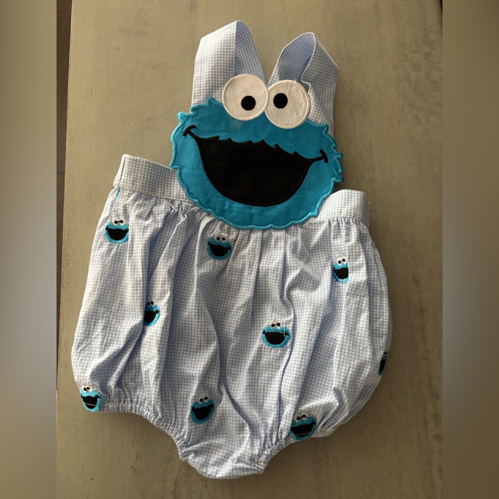 Blue Cookie Monster Kids Romper